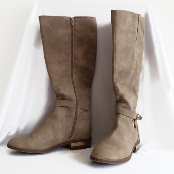 Faux Suede Knee Boots - Size 7 - Tan - Picture 1 of 8